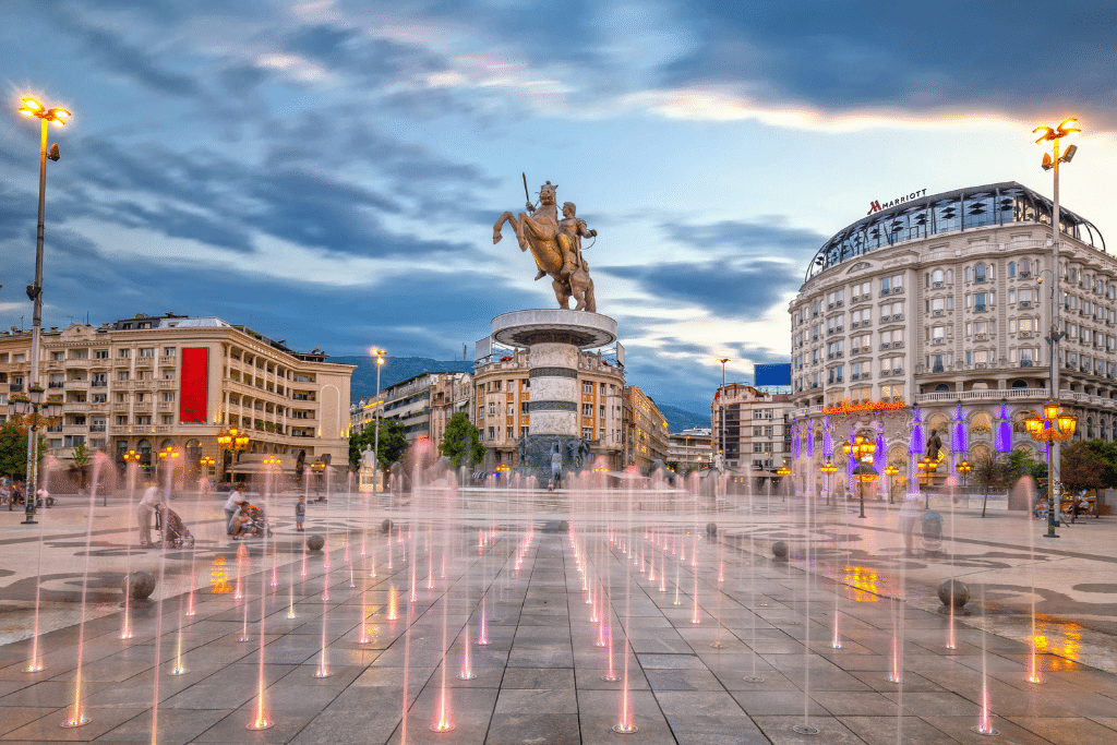 Macedonia Square in Skopje, where the marathon finishes